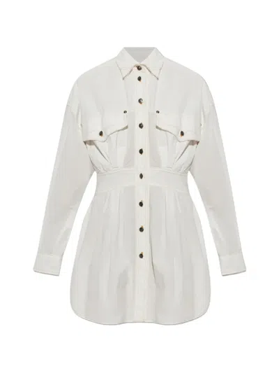 Versace Contrast-stitch Shirt Mini Dress In White