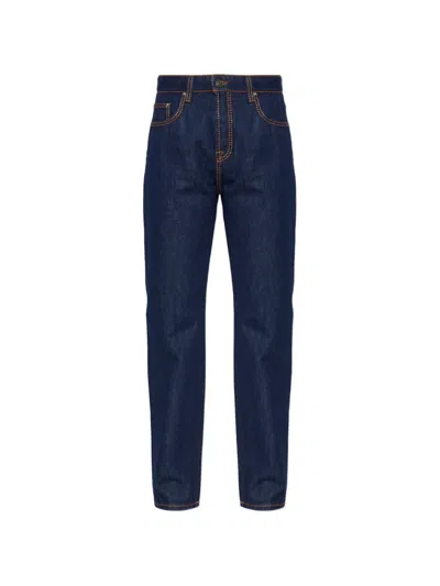 Versace Contrast-stitch Tapered Jeans In Blue