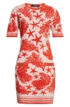 Versace Tresor De La Mer Towel Stitch Jacquard Short-sleeve Mini Dress In Dusty Rose