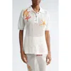 Versace Coral-embroidered Knit-cotton Polo Top In Ivory