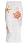 VERSACE VERSACE CORAL EMBROIDERED OPEN STITCH COTTON SKIRT