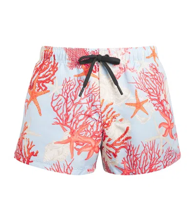 Versace Coral Print Swim Shorts In Multi