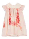 Versace Coral Starfish Print Flared Dress In Pink