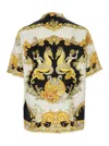Versace Coral Teater White Bowling Shirt With Cuban Collar And All-over Print In Silk Man In Black