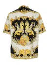 Versace Coral Teater White Bowling Shirt With Cuban Collar And All-over Print In Silk Man In Black