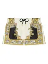 Versace Mid-length Swim Shorts With Decorative Print And Elastic Waistband In Multi