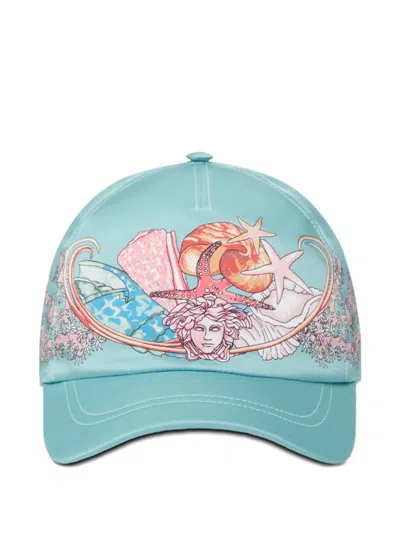 Versace Coral Theatre Baseball Cap In Green