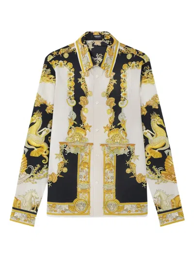 Versace Coral Theatre Print Bowling Shirt In Multi