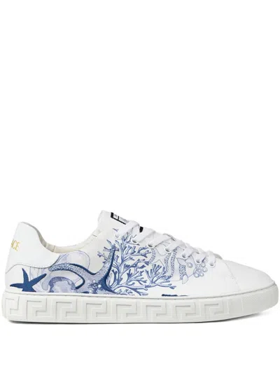 Versace Coral Theatre Greca Sneakers In Blue