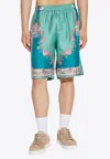 Versace Coral Theatre Print Shorts In Multi
