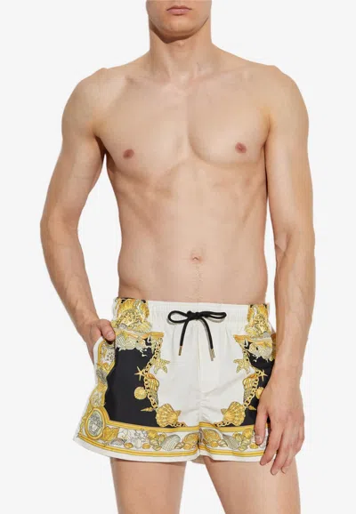 Versace Coral Theatre Print Swim Shorts In Multi