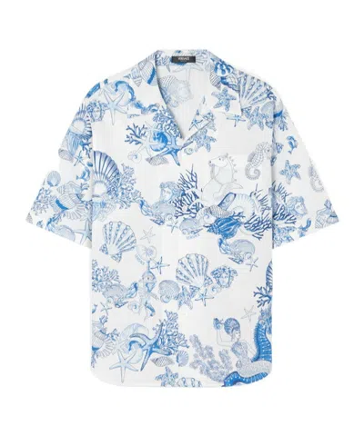 Versace Coral Theatre Shirt In Blue