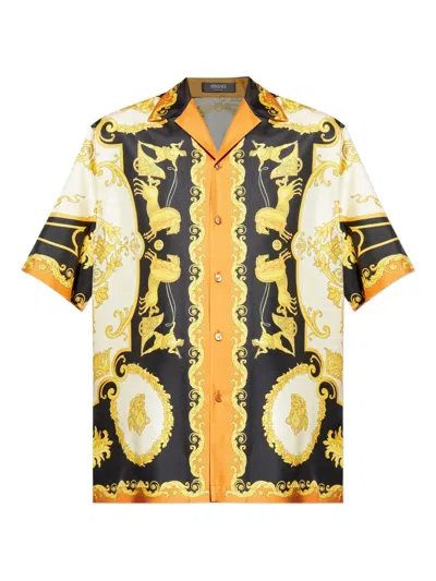 Versace Printed Silk Twill Regular Shirt In Multi