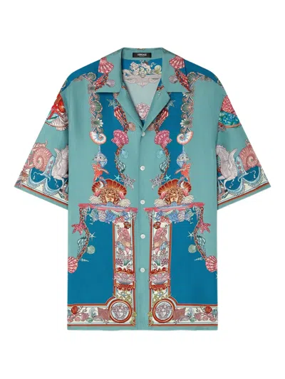 Versace Coral Theatre Silk Short-sleeve Shirt