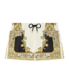 Versace Mid-length Swim Shorts With Decorative Print And Elastic Waistband In Multi