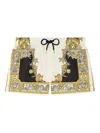 Versace Mid-length Swim Shorts With Decorative Print And Elastic Waistband In Multi