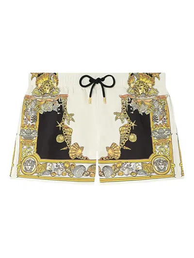 Versace Printed Polyester Swimming Shorts In Multi