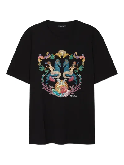 Versace T-shirt Coral Theatre In Black