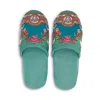 Versace Coral Theatre Terry Bath Slippers In Blue