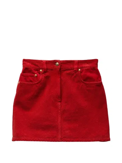 Versace Corduroy Velvet Mini Skirt In Red
