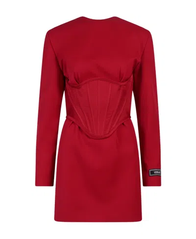 Versace Medusa Corset Mini Dress In Red