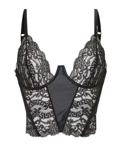 Versace Corset-style Lace Bra In Black