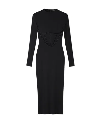 Versace Corset-style Midi Dress In Black