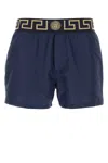 Versace Blue Swimsuit Shorts With Greca Detail