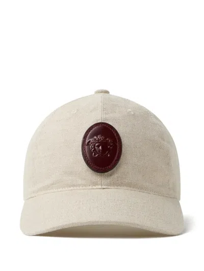 Versace Cotton & Linen Baseball Cap In Neutral