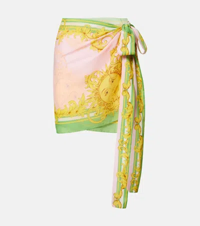 Versace Cotton And Silk Voile Beach Cover-up In Multi