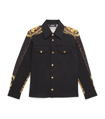 Versace Kids' Cotton Barocco Print Shirt In Black