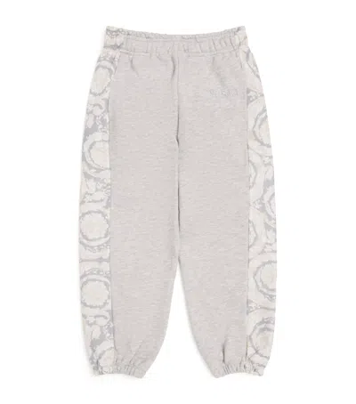 Versace Kids' Cotton Barocco Print Sweatpants In Brown