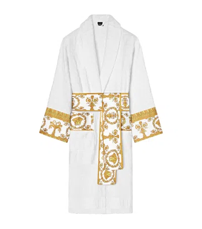 Versace Cotton Baroque Dressing Gown In White