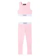 Versace Cotton-blend Jersey Crop Top And Leggings Set