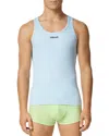 Versace Mens 95 Pastel Blue Brand-embroidered Stretch-cotton Vest Top In Pastel
