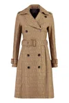 Versace All Over Logo Trench Coat In Beige