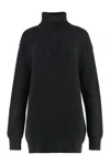 Versace Debossed Logo Turtleneck Sweater In Black