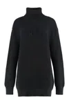 Versace Debossed Logo Turtleneck Sweater In Black