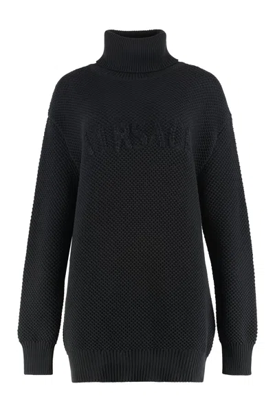 VERSACE COTTON BLEND TURTLENECK SWEATER