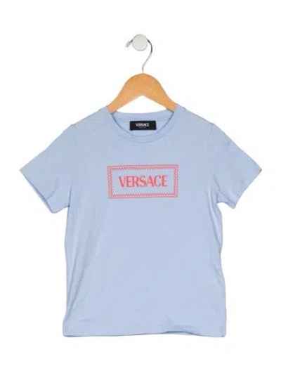 Pre-owned Versace Babies' Cotton Blue And Orange Patterned T-shirt In Multi