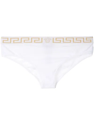 Versace Cotton Briefs With Greek Pattern In White