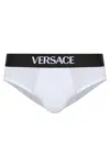 Versace Cotton Briefs With Logo In Yellow