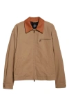 Versace Beige Jacket With Leather Collar And Metallic Medusa Head Detail In Cotton Canvas Man In Brown