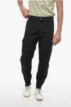Versace Black Cargo Pants With Drawstring In Cotton Woman