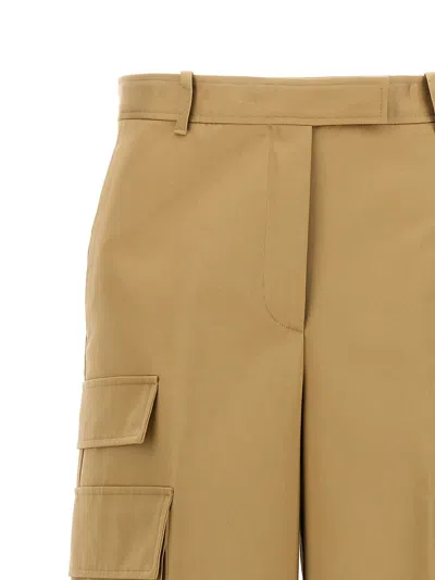 Versace Wide-leg Cotton Gabardine Cargo Pants With Secure Closure In Brown