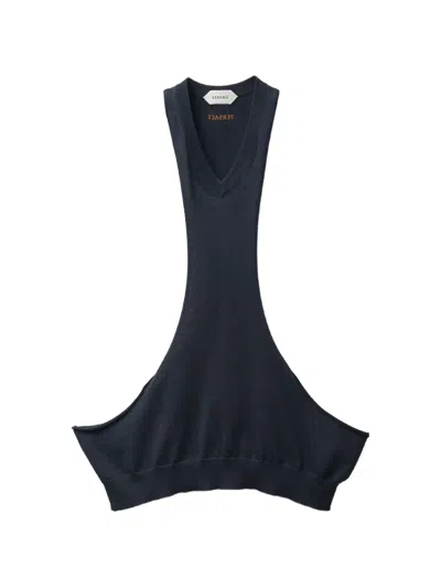 Versace Cotton-cashmere Knit Tank Top In Blue