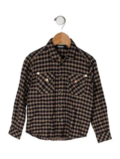 Pre-owned Versace Babies' Cotton Check Long Sleeve Shirt