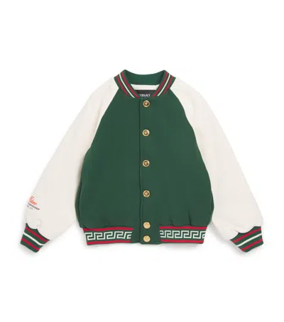 Versace Kids' Cotton Contrast Bomber Jacket In Multi
