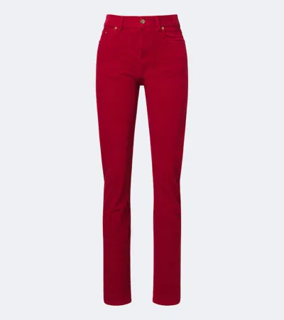 Versace Cotton Corduroy Slim Pants In Red