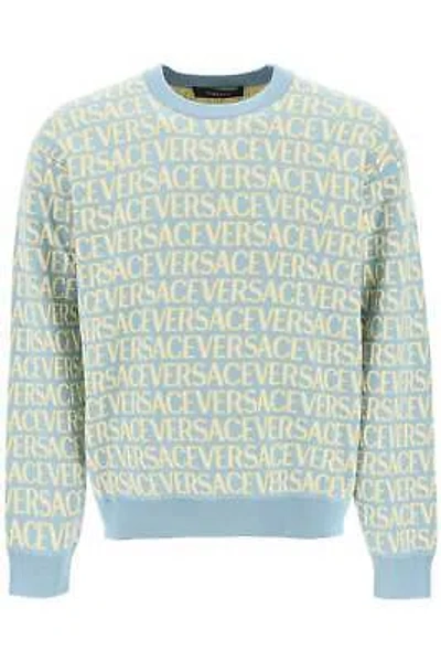 Pre-owned Versace Cotton Crew-neck Sweater In Blue